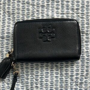 Tory Burch Black Pebbled Leather Wallet